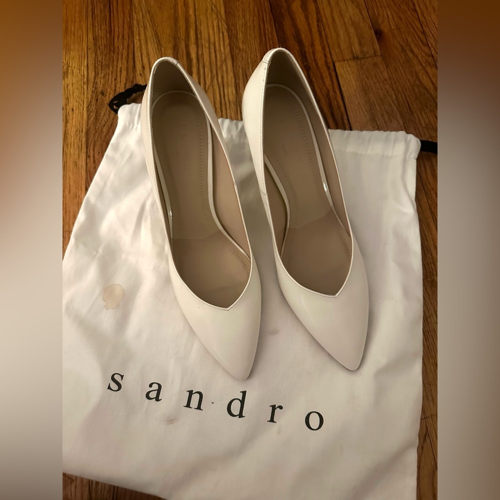 Sandro White Leather Heels